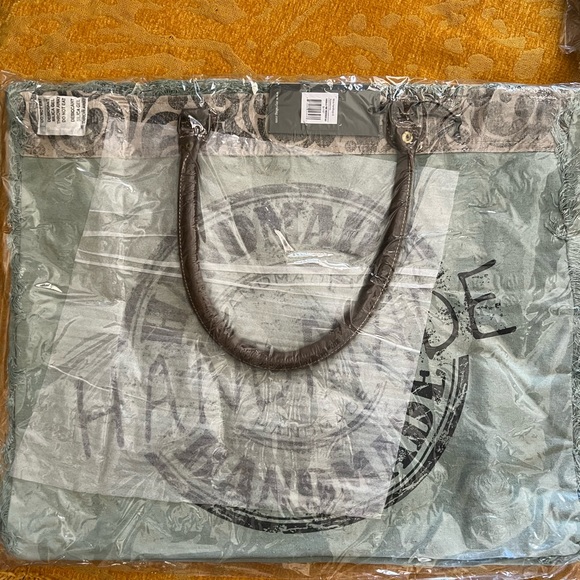 Myra-LAST 1! Handmade Stamp Print Weekender Canvas/Leather Ex-Large Tote bag-NWT - Picture 6 of 6